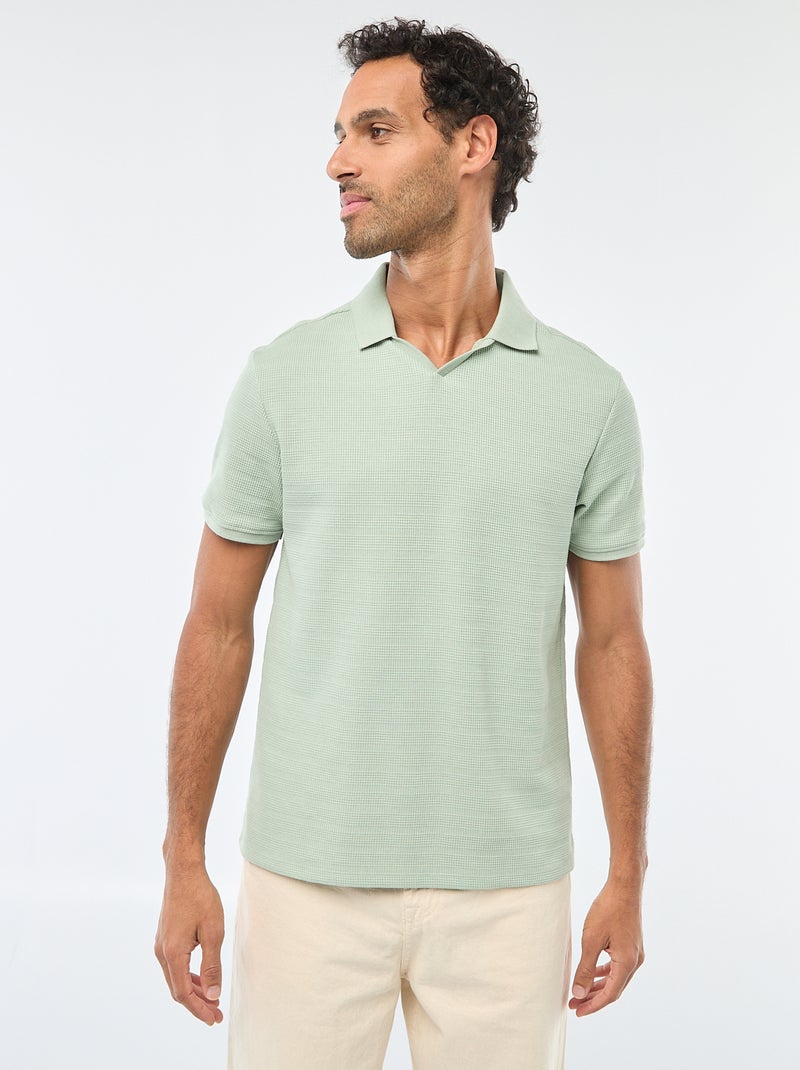 Polo en piqué de coton à manches courtes Vert - Kiabi