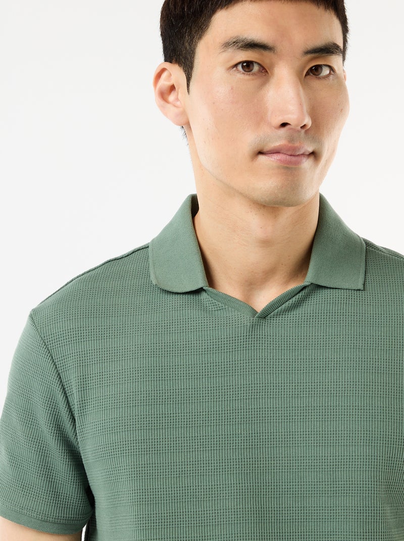 Polo en piqué de coton à manches courtes Vert - Kiabi
