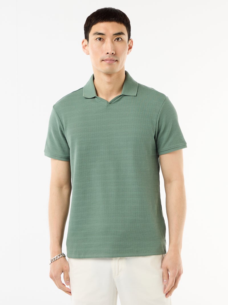 Polo en piqué de coton à manches courtes Vert - Kiabi