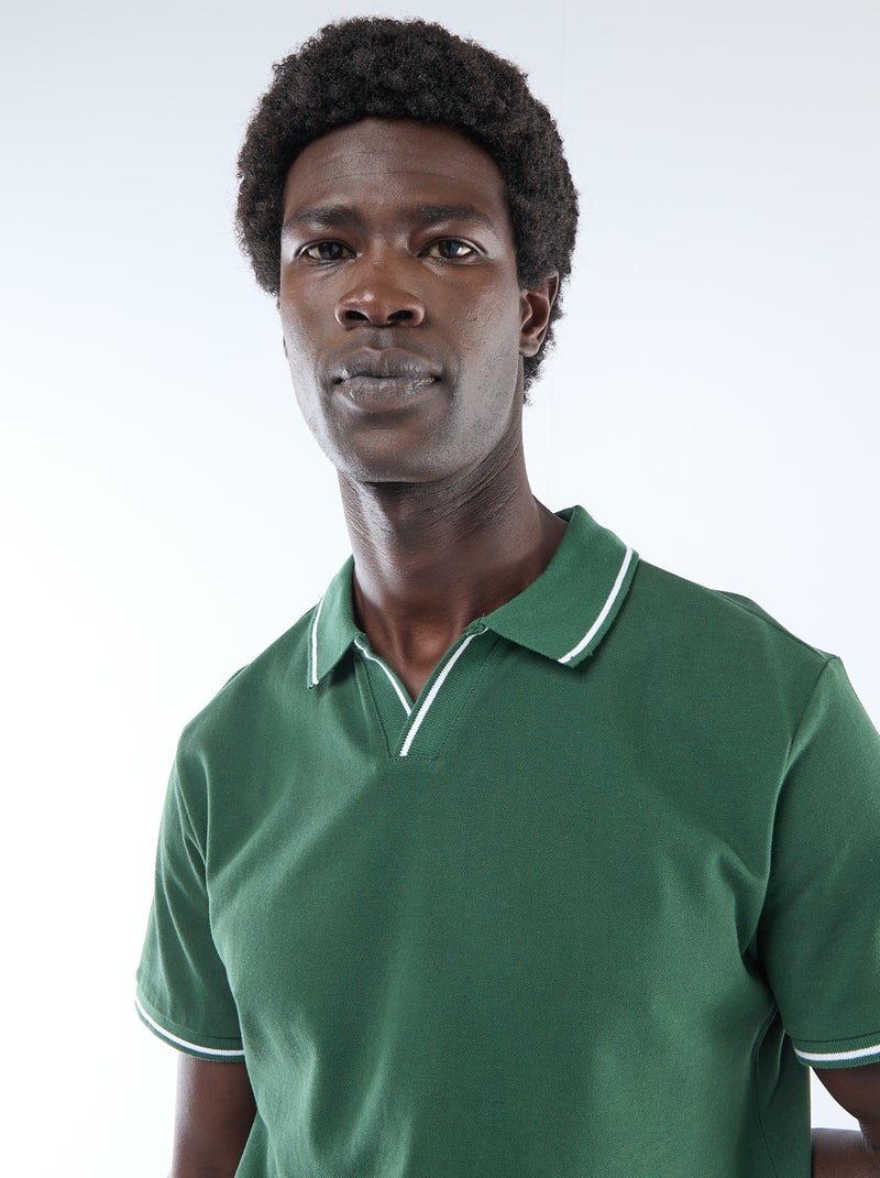Polo en piqué de coton à manches courtes Vert - Kiabi