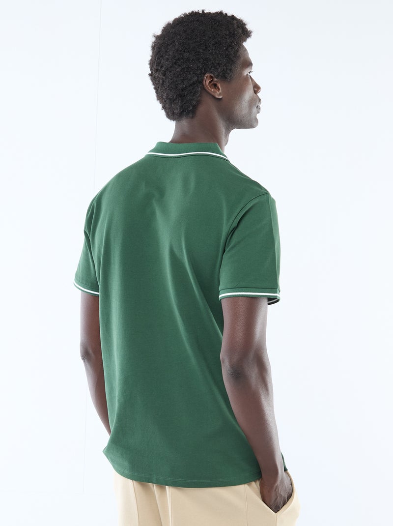 Polo en piqué de coton à manches courtes Vert - Kiabi