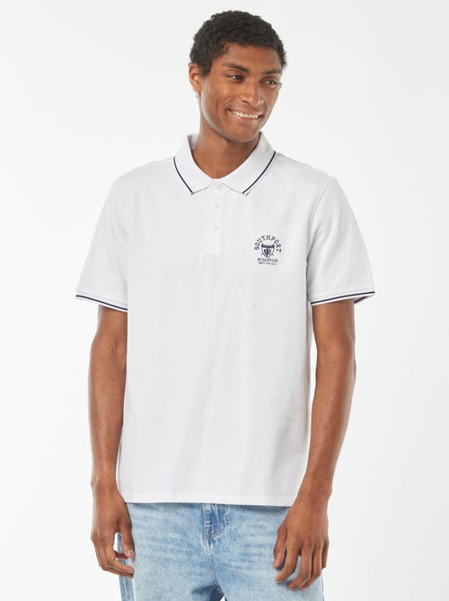 Polo en piqué de coton avec broderie à la poitrine - Kiabi