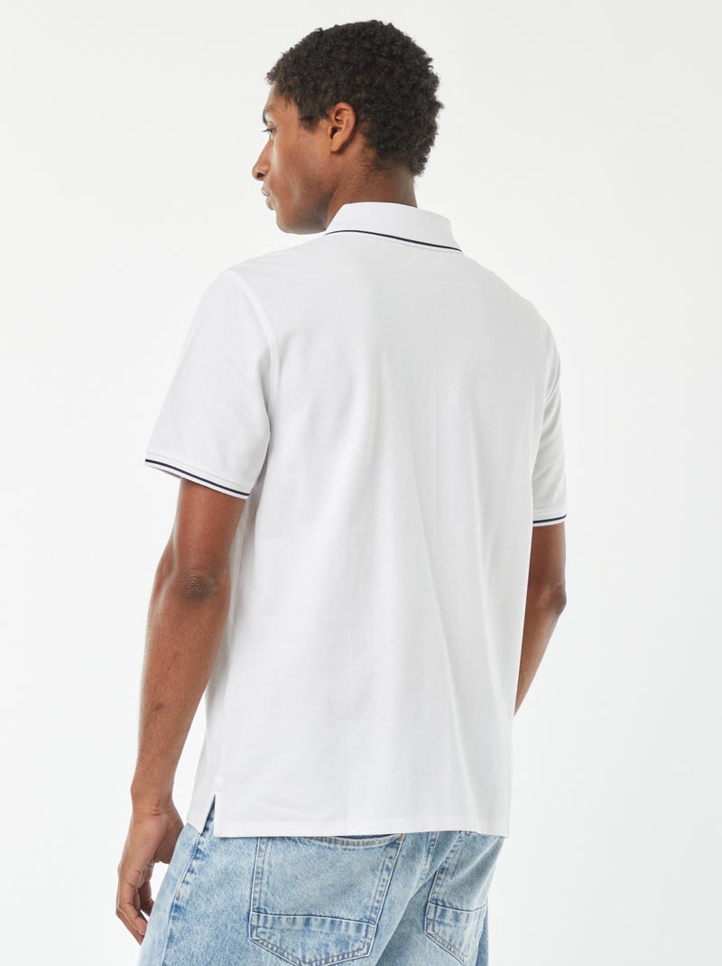 Polo en piqué de coton avec broderie à la poitrine BLANC - Kiabi