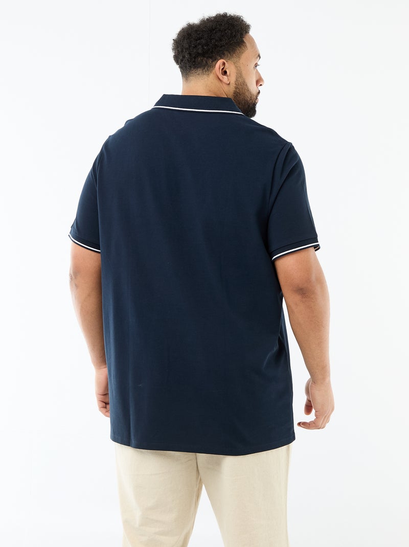 Polo en piqué de coton avec col polo sans boutons Bleu - Kiabi