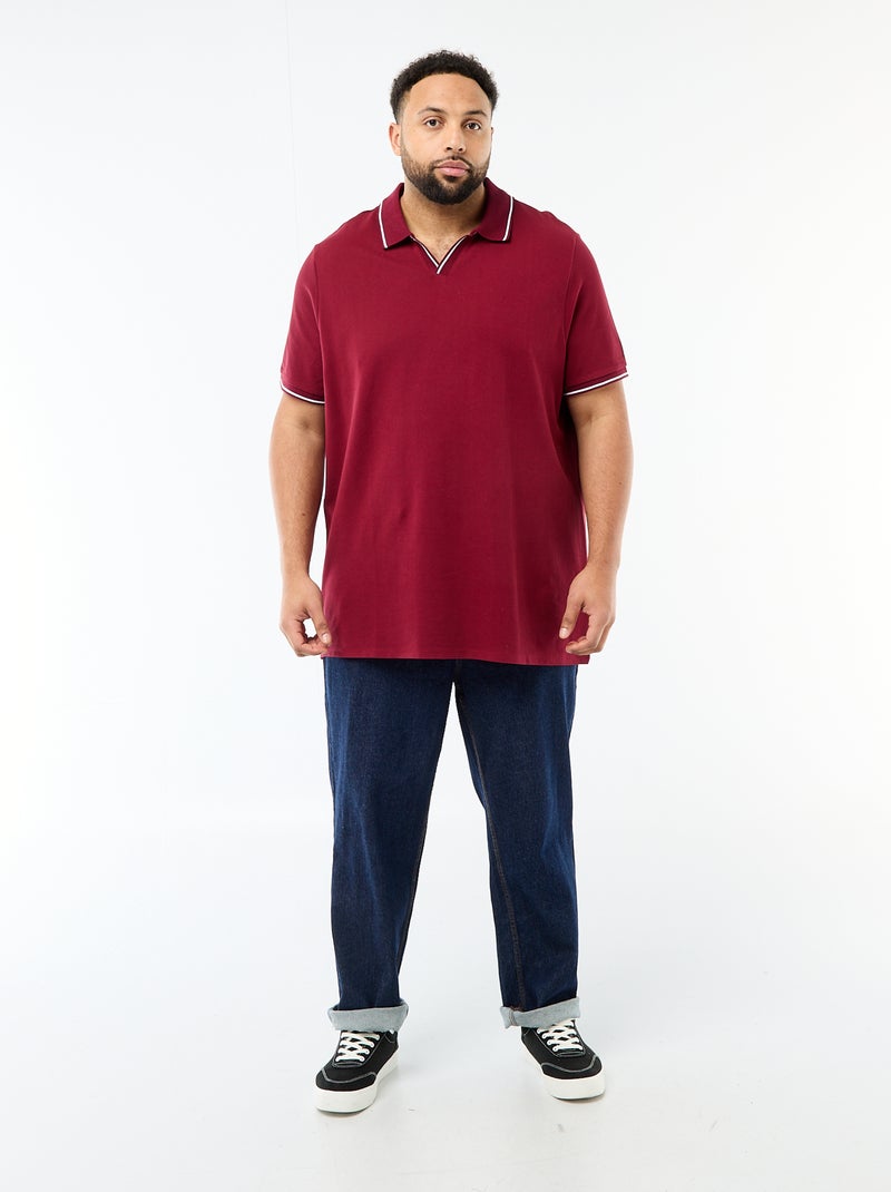 Polo en piqué de coton avec col polo sans boutons Rouge - Kiabi