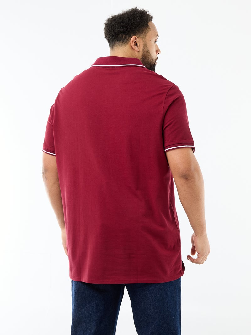 Polo en piqué de coton avec col polo sans boutons Rouge - Kiabi