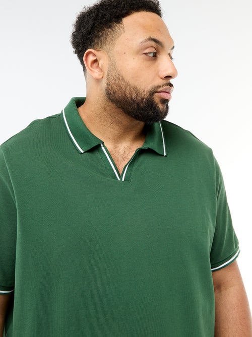 Polo en piqué de coton avec col polo sans boutons - Kiabi