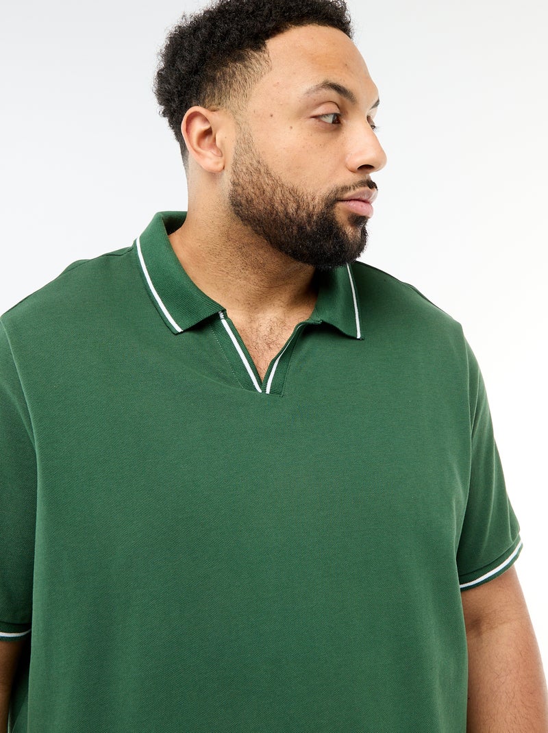 Polo en piqué de coton avec col polo sans boutons Vert - Kiabi