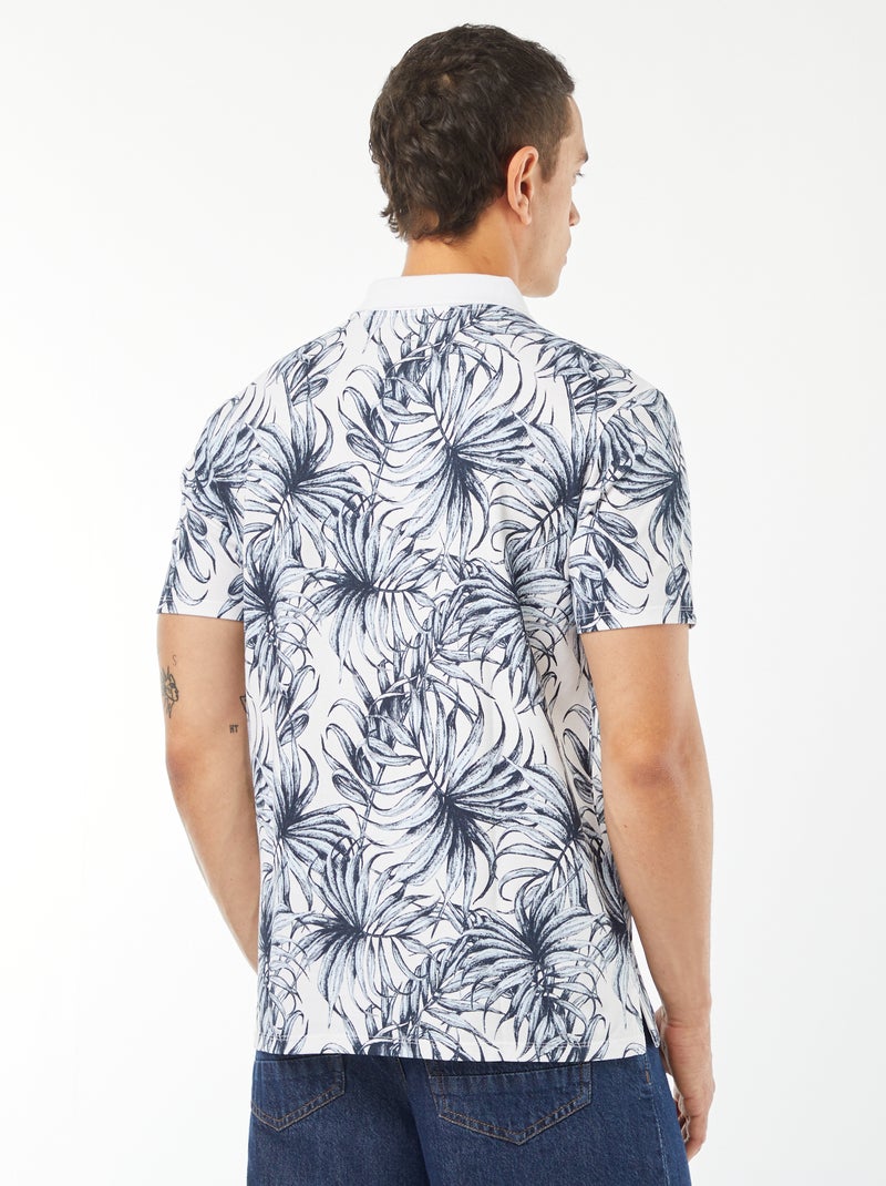 Polo en piqué de coton avec imprimé BLANC - Kiabi