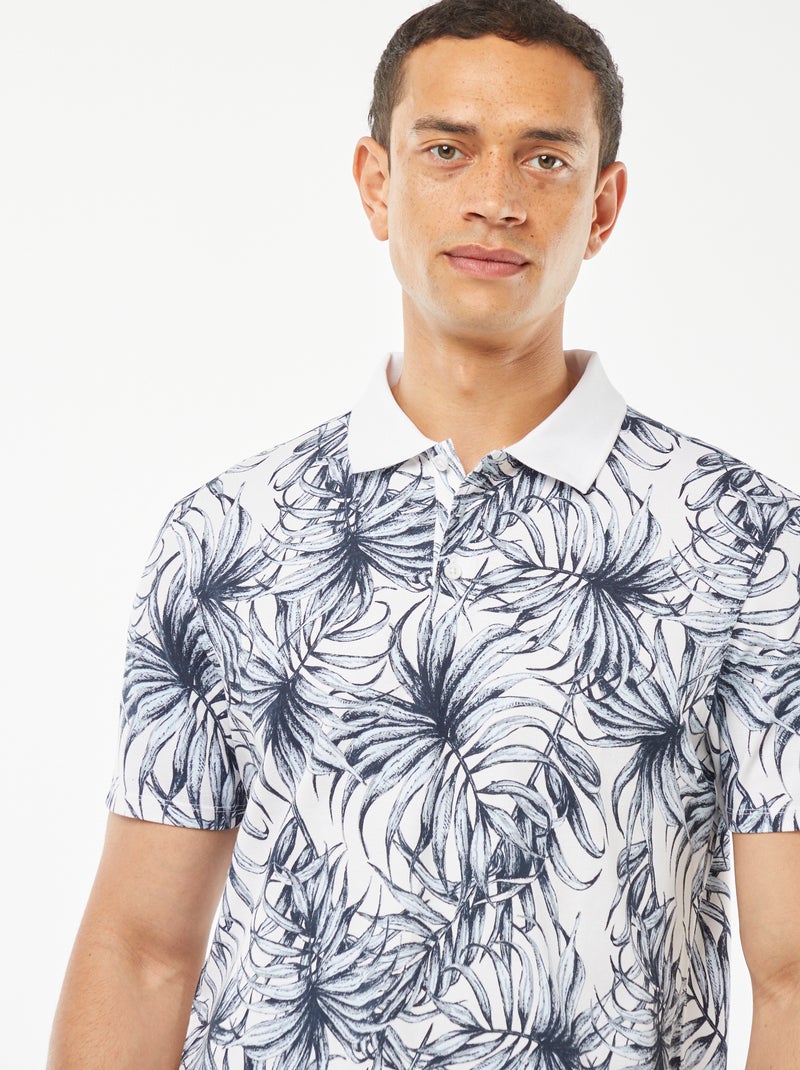 Polo en piqué de coton avec imprimé BLANC - Kiabi