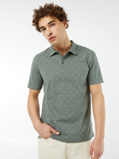 Polo en piqué de coton avec imprimé - Kiabi