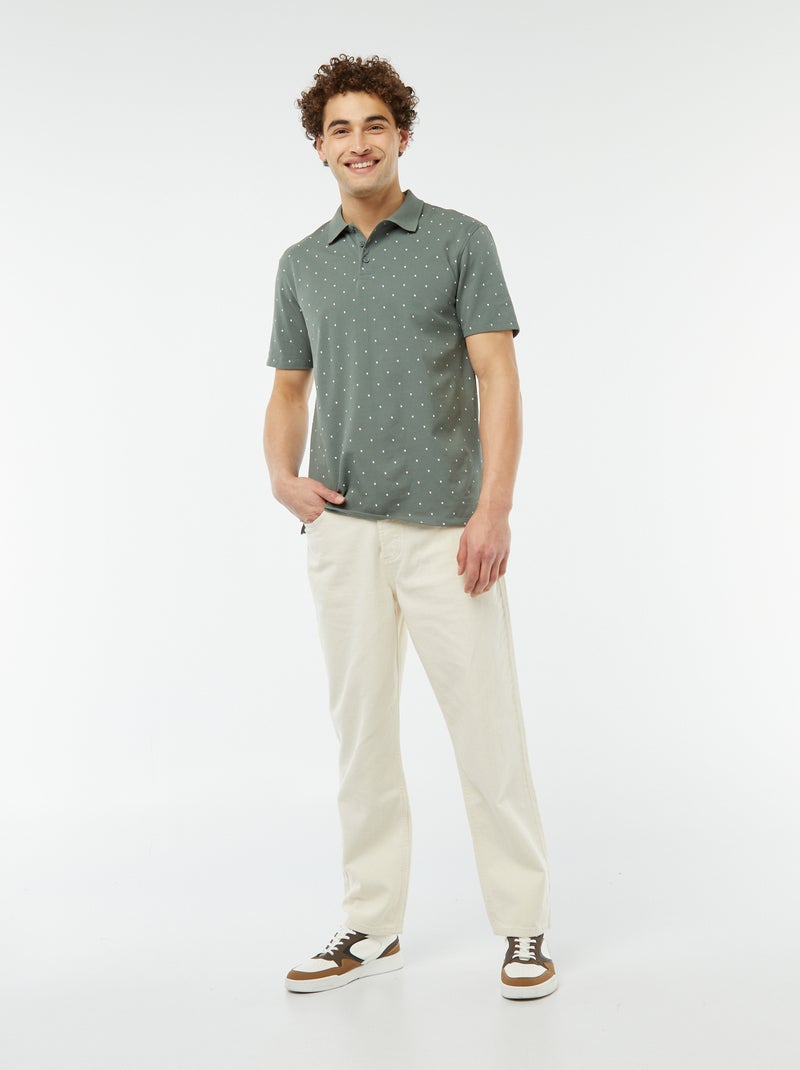 Polo en piqué de coton avec imprimé VERT - Kiabi