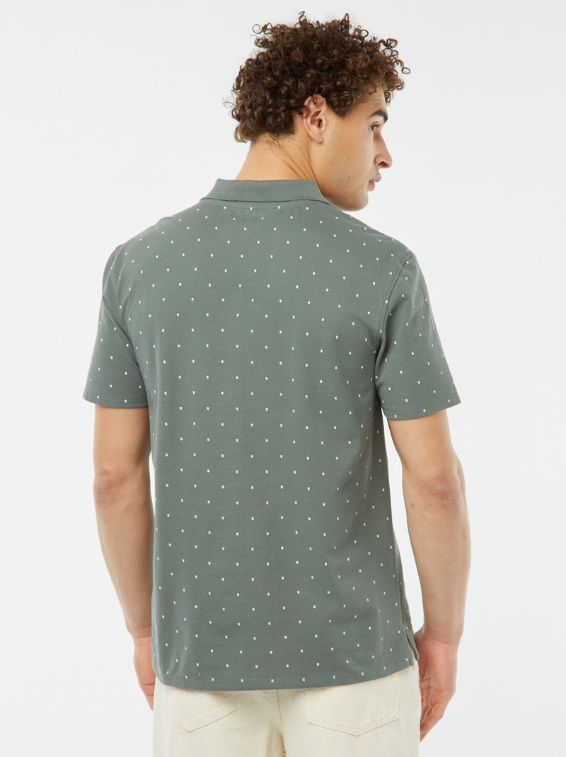 Polo en piqué de coton avec imprimé VERT - Kiabi