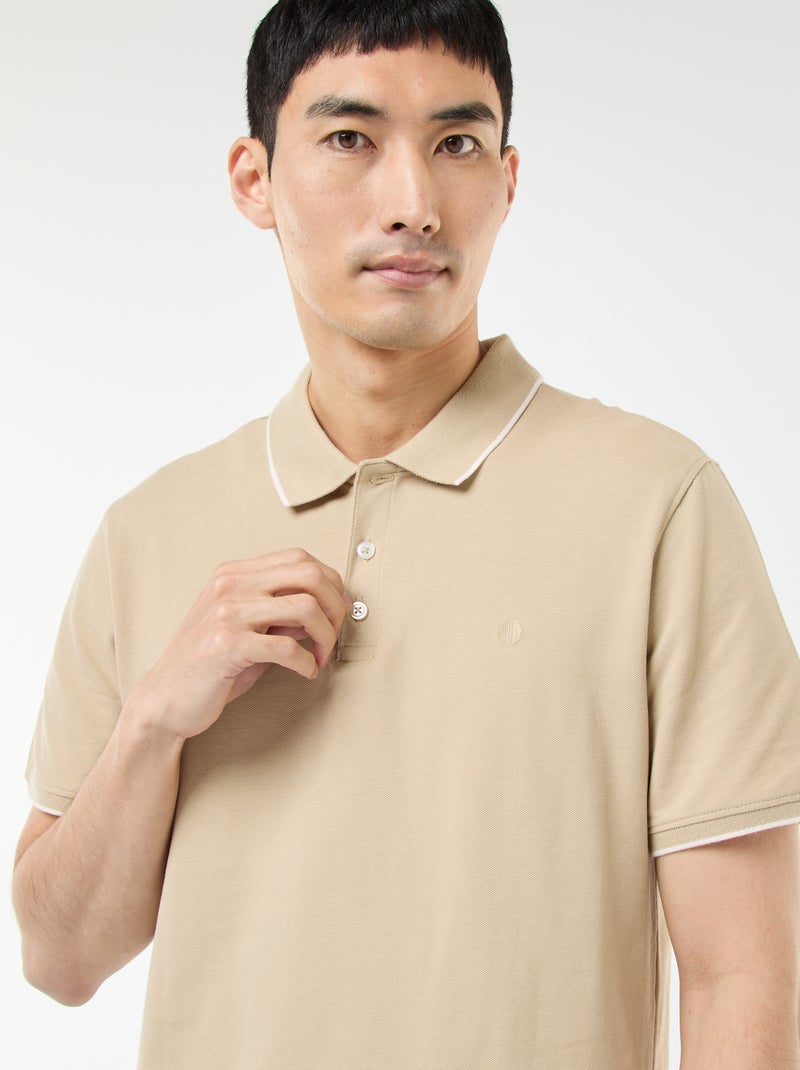 Polo en piqué  de coton Beige - Kiabi