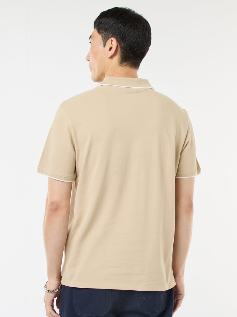Polo en piqué  de coton Beige - Kiabi