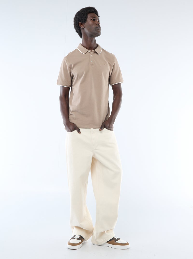 Polo en piqué  de coton Beige - Kiabi