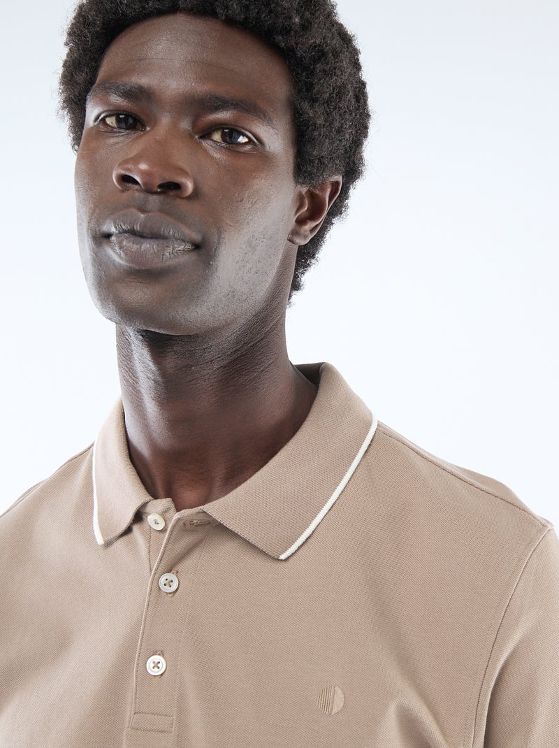 Polo en piqué  de coton Beige - Kiabi