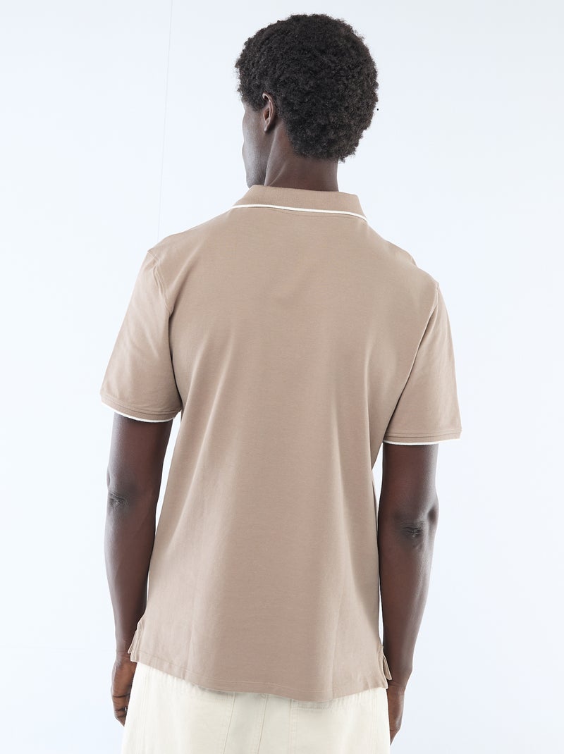 Polo en piqué  de coton Beige - Kiabi