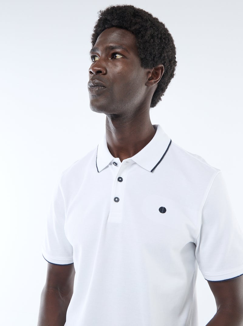 Polo en piqué  de coton Blanc - Kiabi