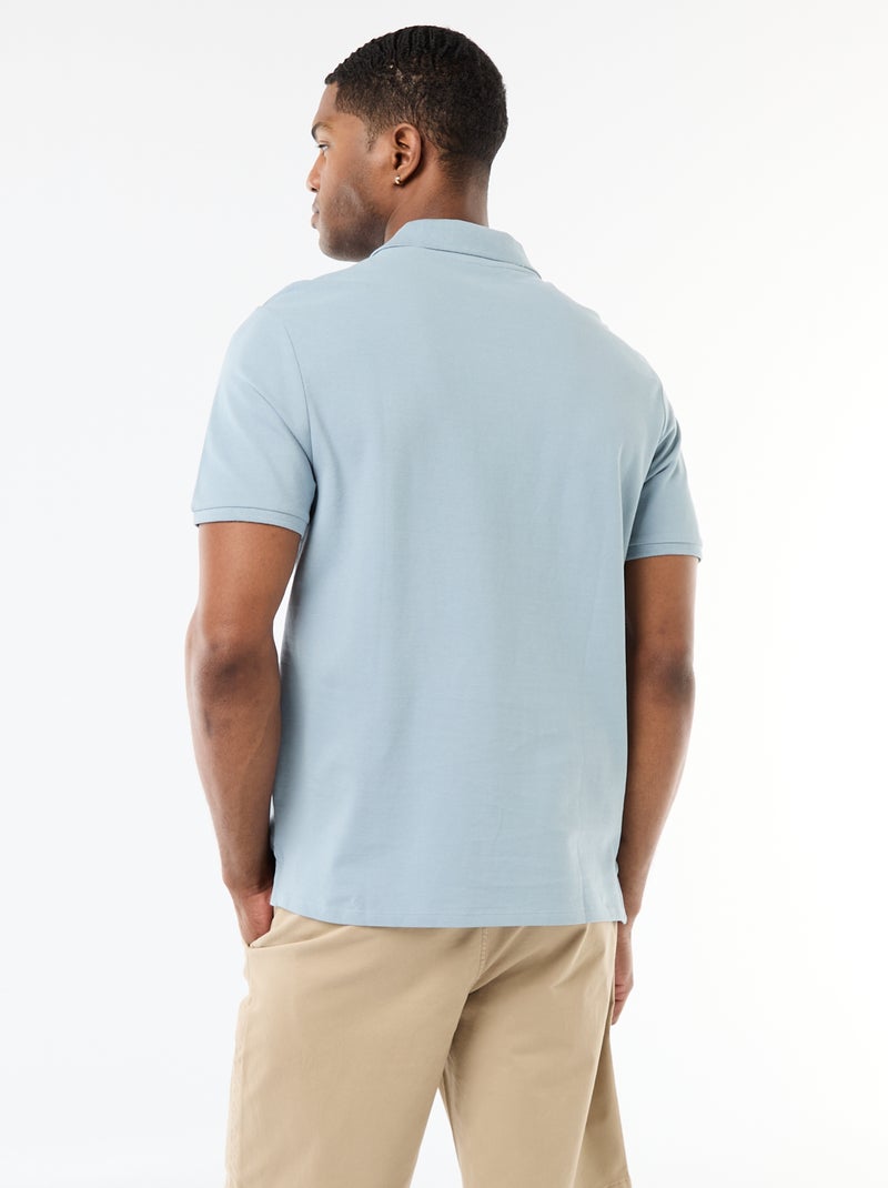 Polo en piqué de coton Bleu - Kiabi