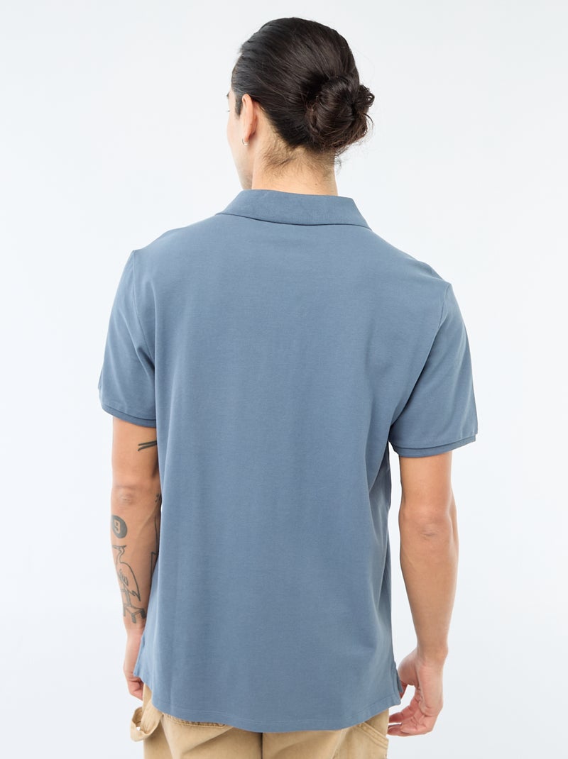 Polo en piqué de coton Bleu - Kiabi