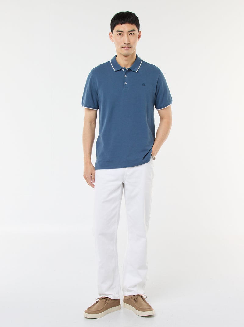 Polo en piqué  de coton Bleu - Kiabi