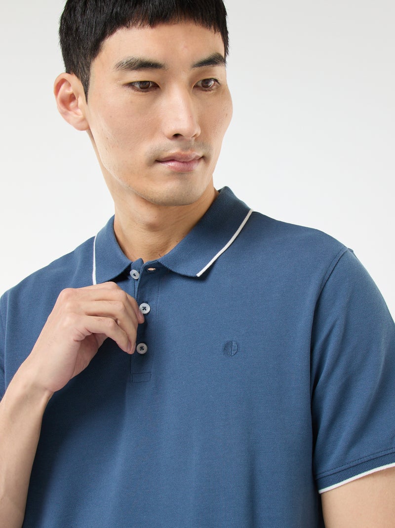 Polo en piqué  de coton Bleu - Kiabi