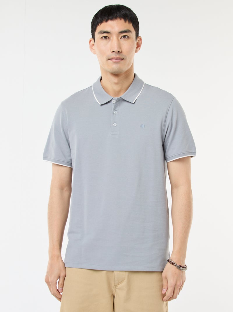 Polo en piqué  de coton Bleu - Kiabi