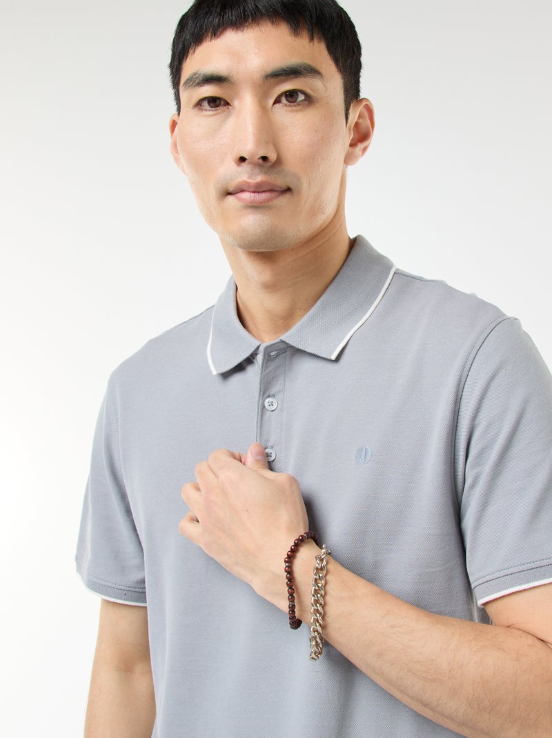 Polo en piqué  de coton Bleu - Kiabi