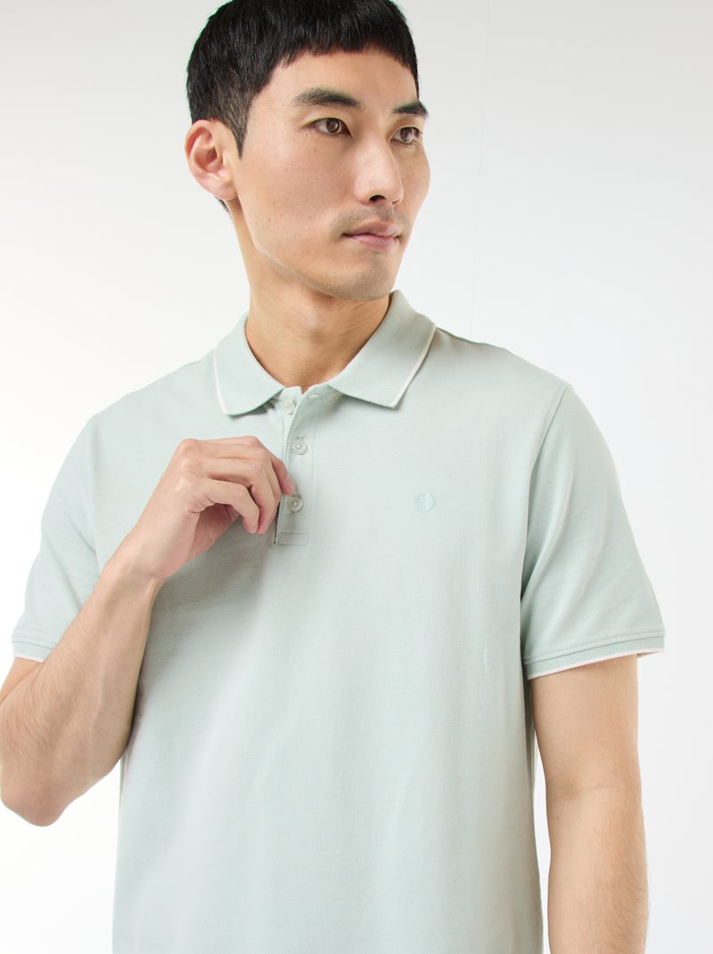 Polo en piqué  de coton Bleu - Kiabi