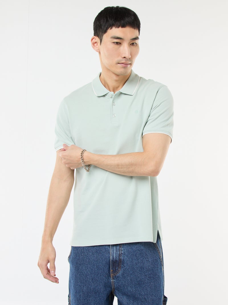 Polo en piqué  de coton Bleu - Kiabi