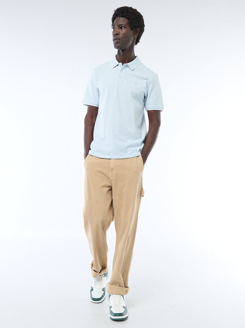 Polo en piqué  de coton Bleu - Kiabi