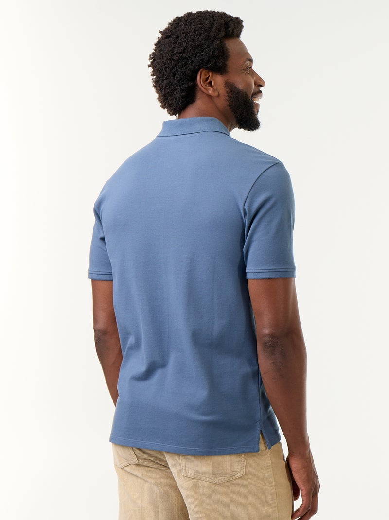 Polo en piqué de coton Bleu - Kiabi