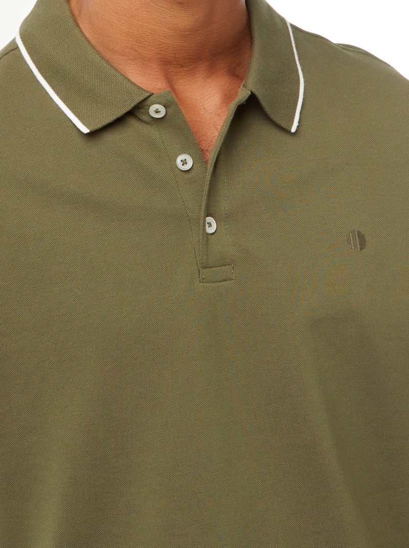 Polo en piqué  de coton Kaki - Kiabi