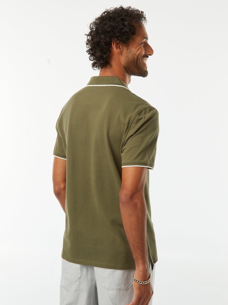 Polo en piqué  de coton Kaki - Kiabi