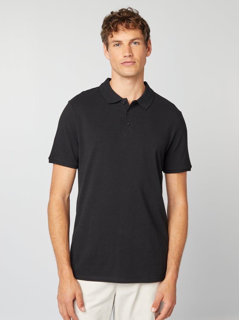 Polo en piqué de coton Noir - Kiabi
