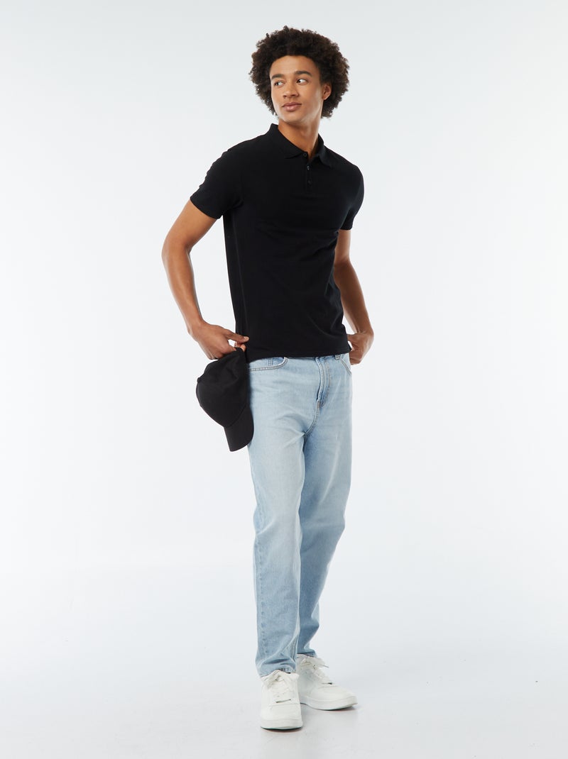 Polo en piqué de coton Noir - Kiabi