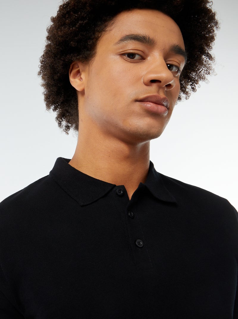 Polo en piqué de coton Noir - Kiabi