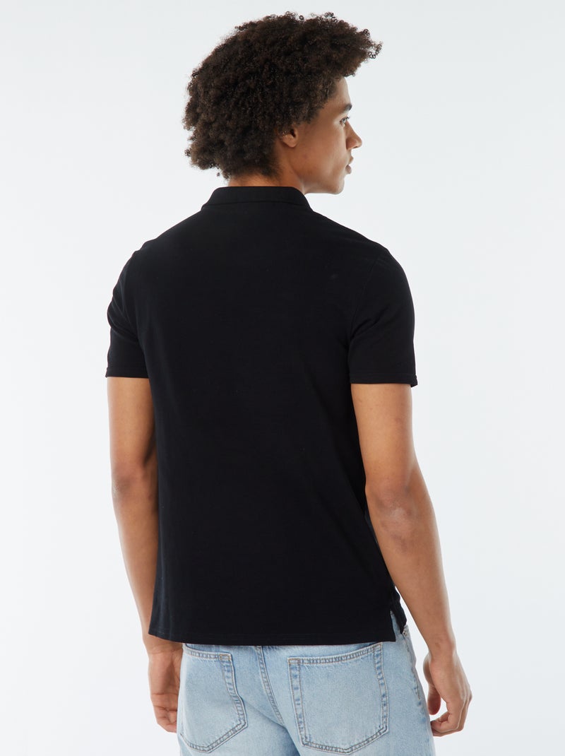 Polo en piqué de coton Noir - Kiabi
