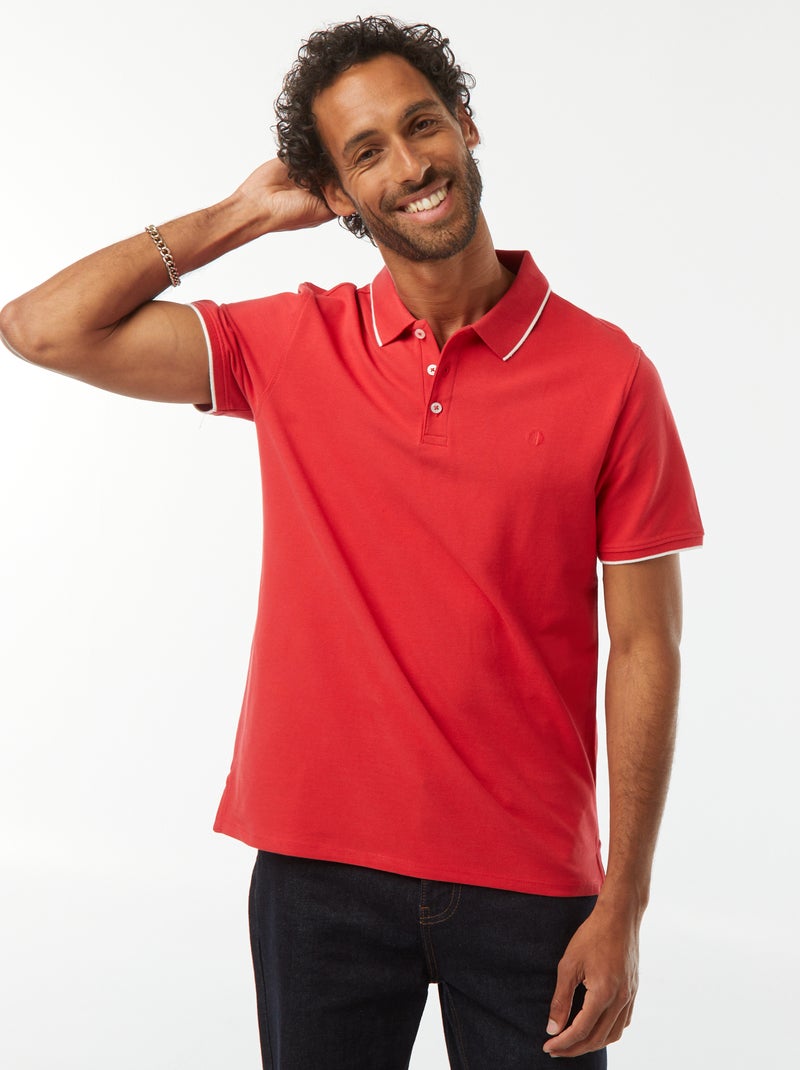 Polo en piqué  de coton Rouge - Kiabi