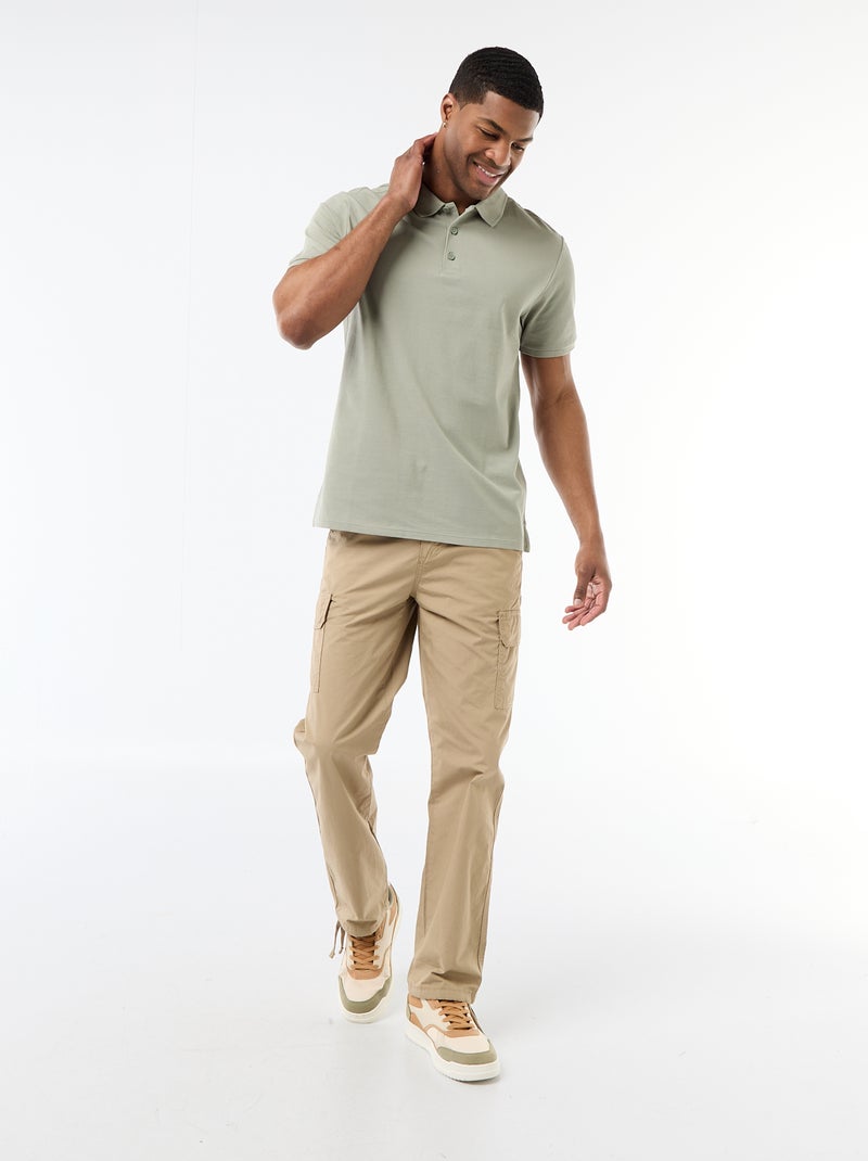 Polo en piqué de coton Vert - Kiabi