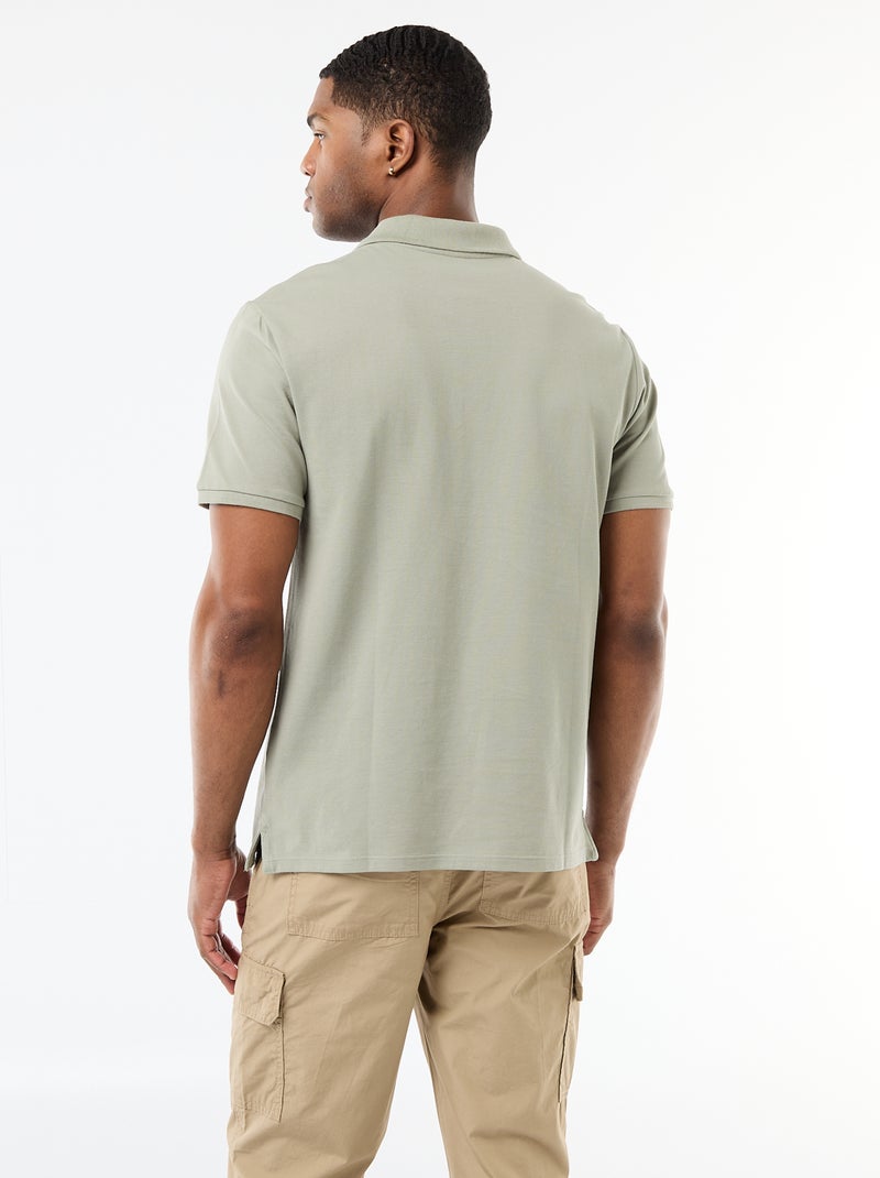 Polo en piqué de coton Vert - Kiabi