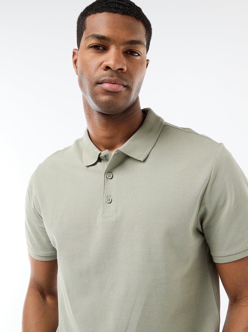 Polo en piqué de coton Vert - Kiabi