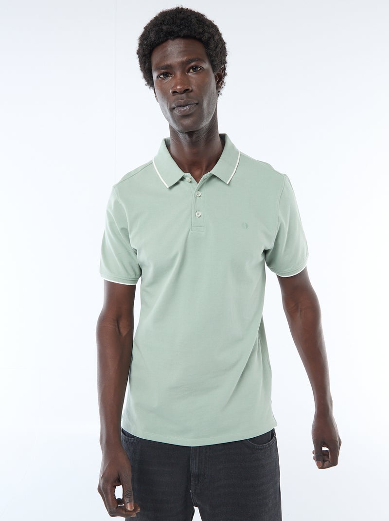Polo en piqué  de coton Vert - Kiabi