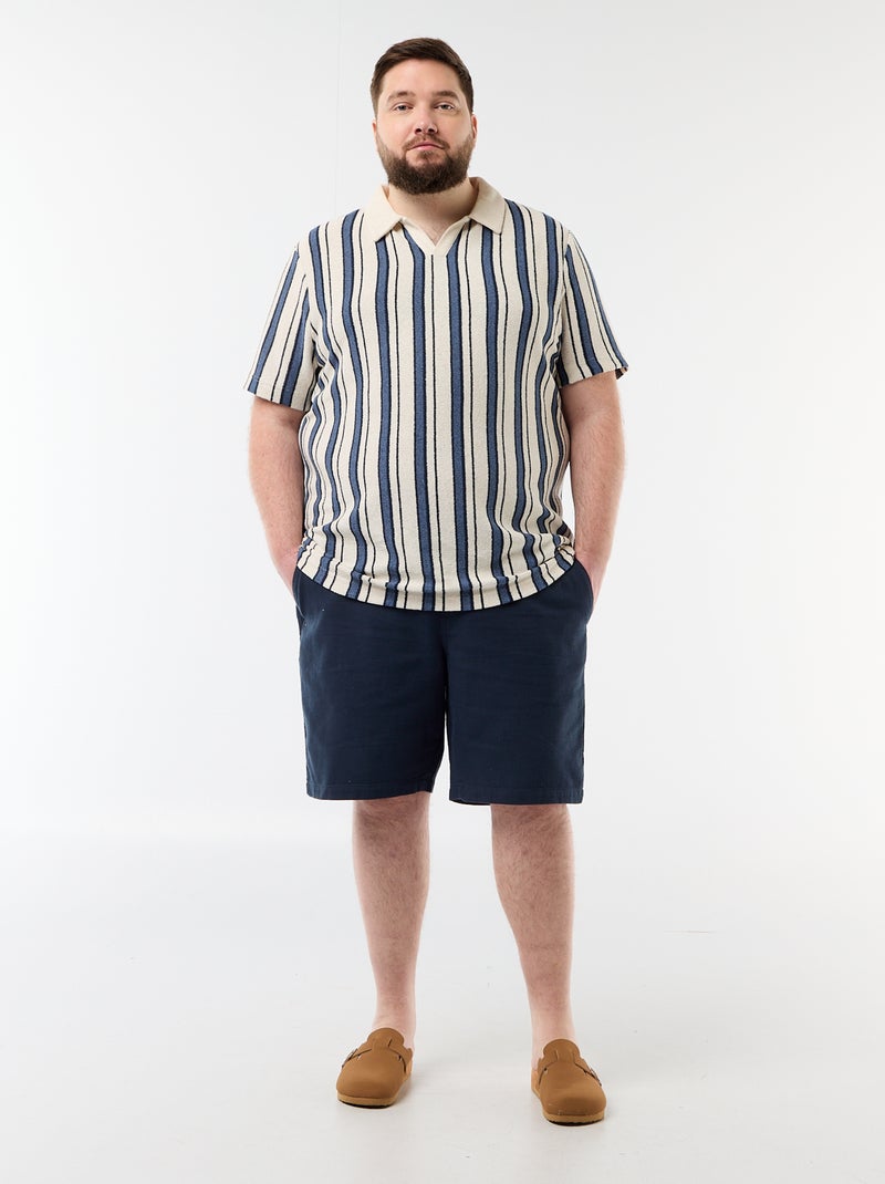 Polo en tricot manches courtes Bleu - Kiabi