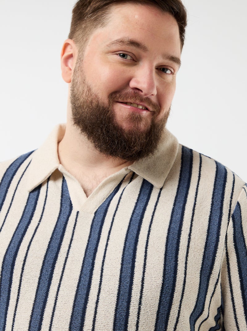 Polo en tricot manches courtes Bleu - Kiabi