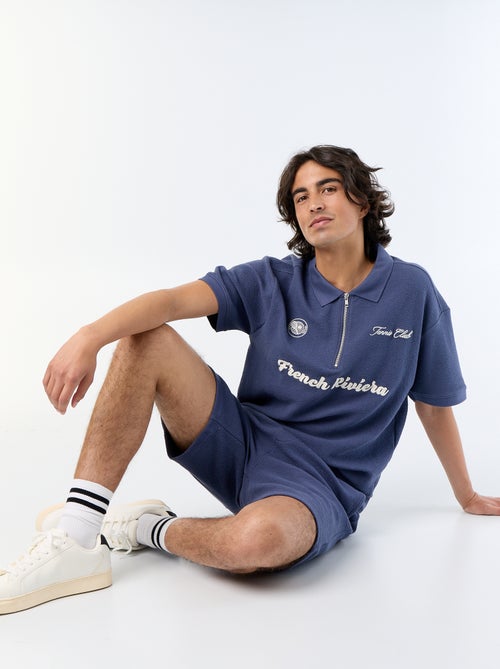 Polo homme en coton avec motif placé - Kiabi