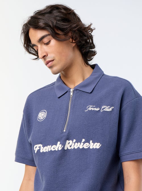 Polo homme en coton avec motif placé - Kiabi