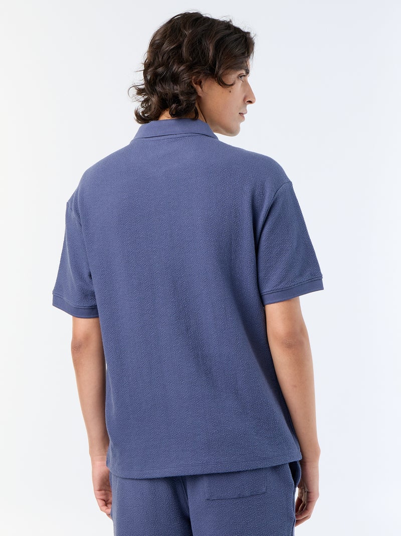 Polo homme en coton avec motif placé Bleu - Kiabi