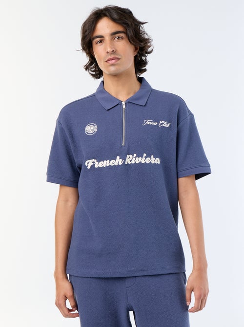 Polo homme en coton avec motif placé - Kiabi